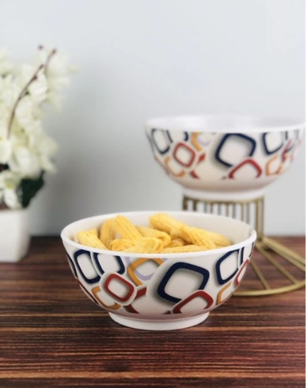 Go Hooked Printed Designer Melamine Soup Bowls/Cereal Bowls/Snacks Bowls/Mixxing Bowls/Salad Bowls/Fruit Bowls-400ml-Pack of 2  - 400 ml, Melamine,  Bowl,  Pack of2
